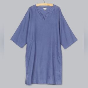 Elieen Fisher Hankerchief Organic Linen Dress In Blue Size Medium
